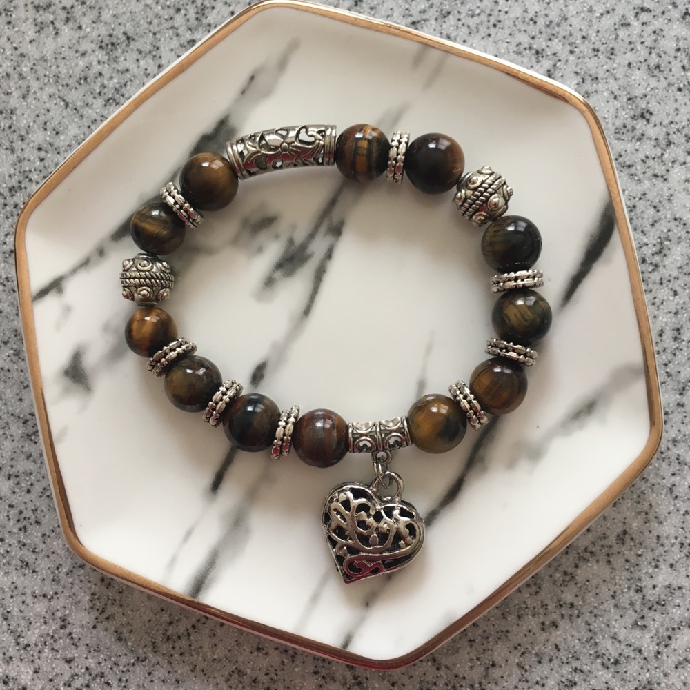 Beaded Bracelet with Heart Charm